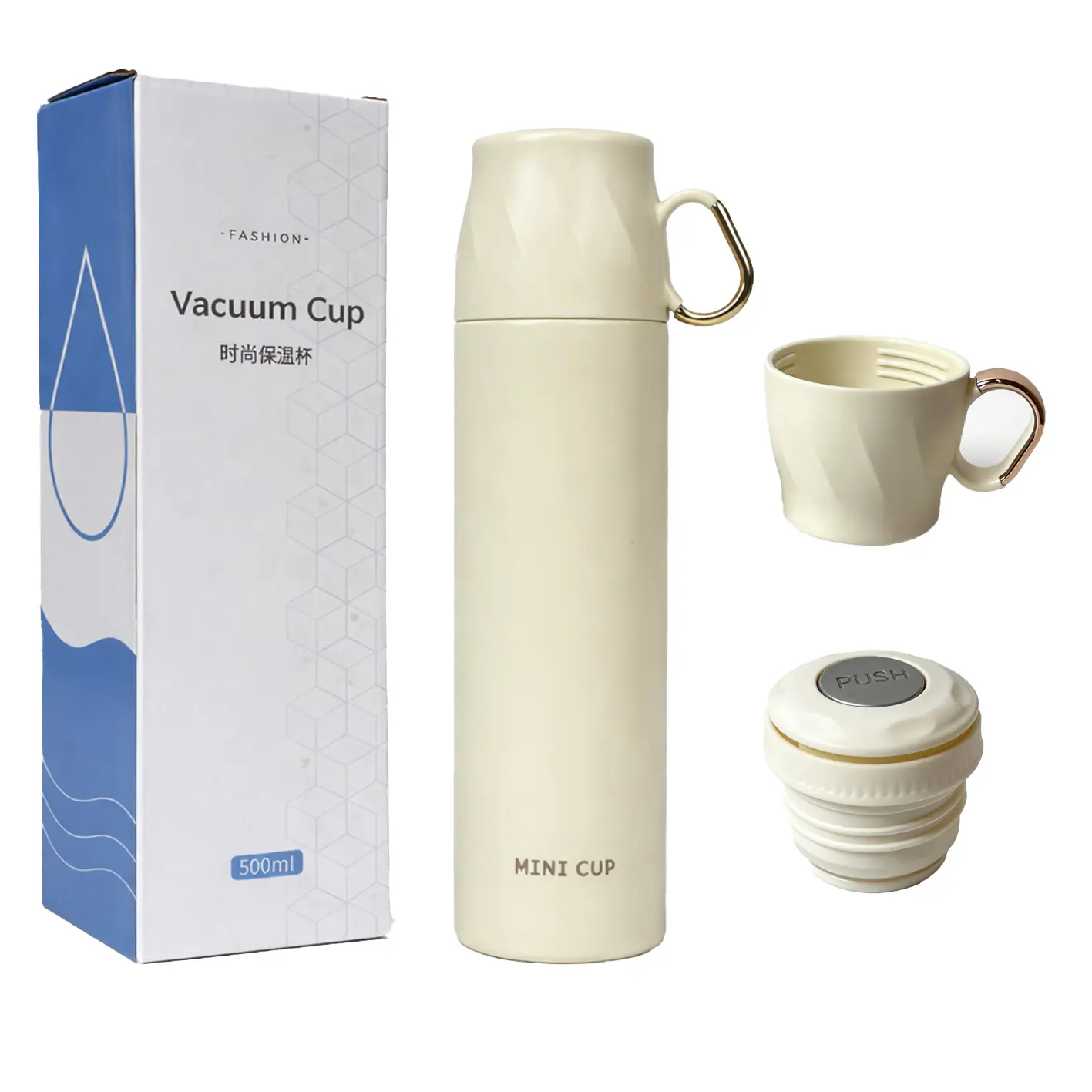 17 oz/500ml Stainless Steel Thermal Bottle for Hot and Cold Drinks Travel Coffee Mug with Cup Water Flask Vacuum Insulated Tumbler