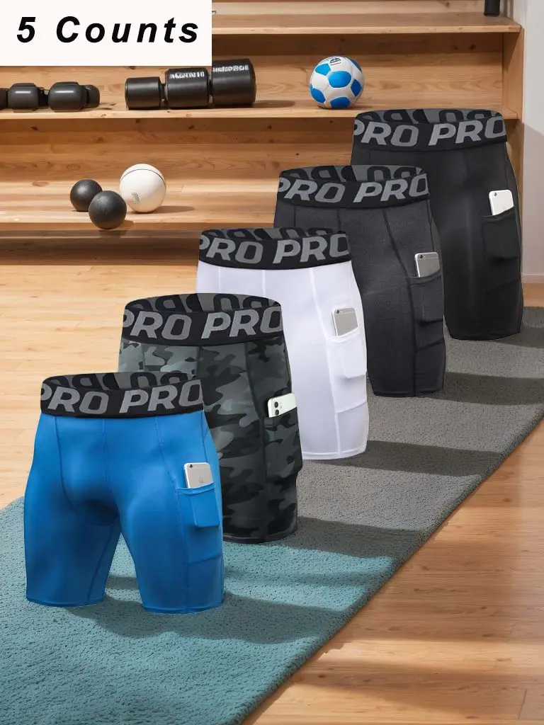 5 Pack Men's Letter Tape Pocket Boxer Brief, Quick Drying Breathable Comfortable Compression Underwear for Men, Casual Men's Underwear for All Seasons springtok Fathersdaygift Athleisure