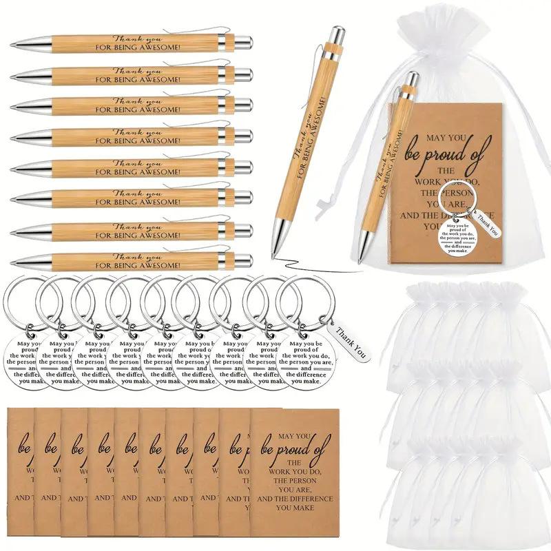 A set of 5 inspiring motivational notebooks (including telescopic bamboo pen/keychain/express gratitude notebook + bag) is suitable as a gift for praising colleagues, employees, nurses, teachers, etc.