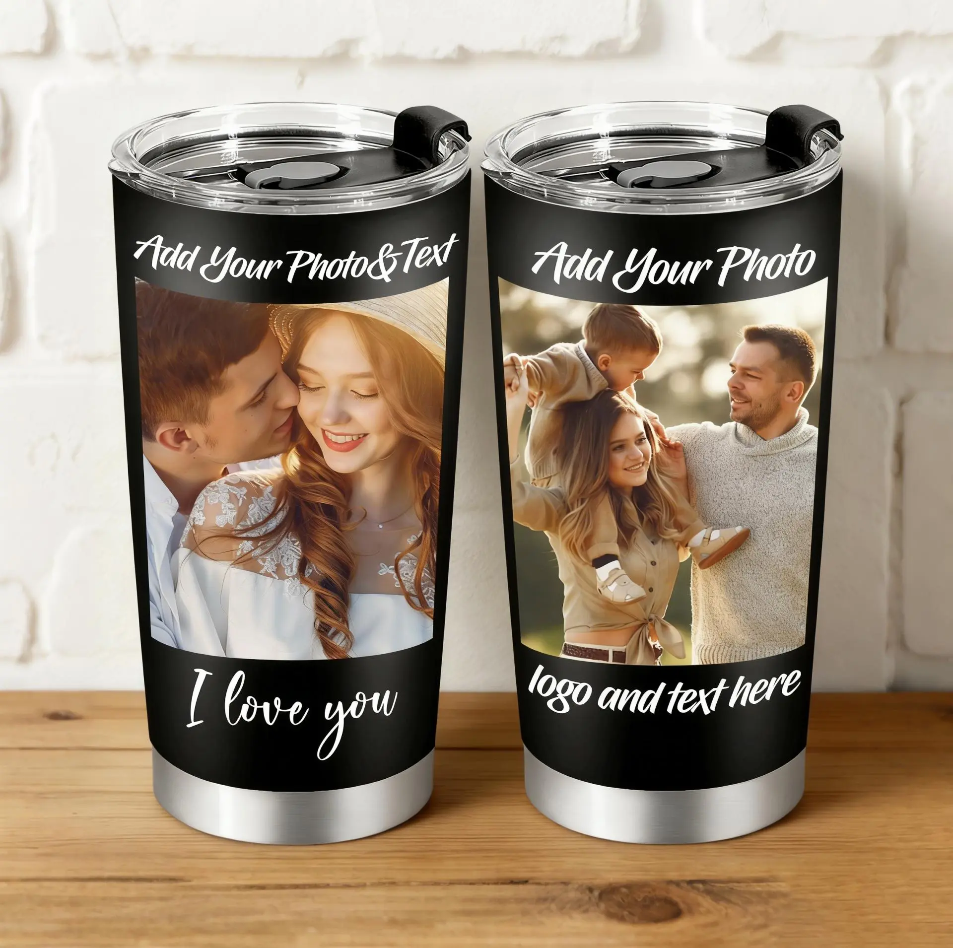 20oz Insulation Stainless Steel Portable Tumbler - Sweat-Proof Customizable Water Bottles (500-1000ml) with Personalized Photo Print, Lid, Ideal for Fathers as Father’s Day, Birthday Gift for BF, Valentine’s Day Presents