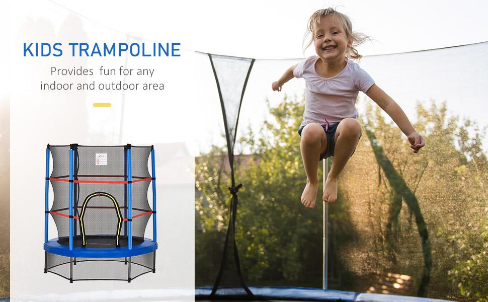 Outsunny Trampoline for Kids with Safety Enclosure Net, Mini Toddler Trampoline, Recreational Trampoline for Indoor Outdoor, Gifts for Boy and Girl Outsunny Trampoline for Kids with Safety Enclosure Net, Mini Toddler Trampoline, Recreational Trampoline for Indoor Outdoor, Gifts for Boy and Girl
