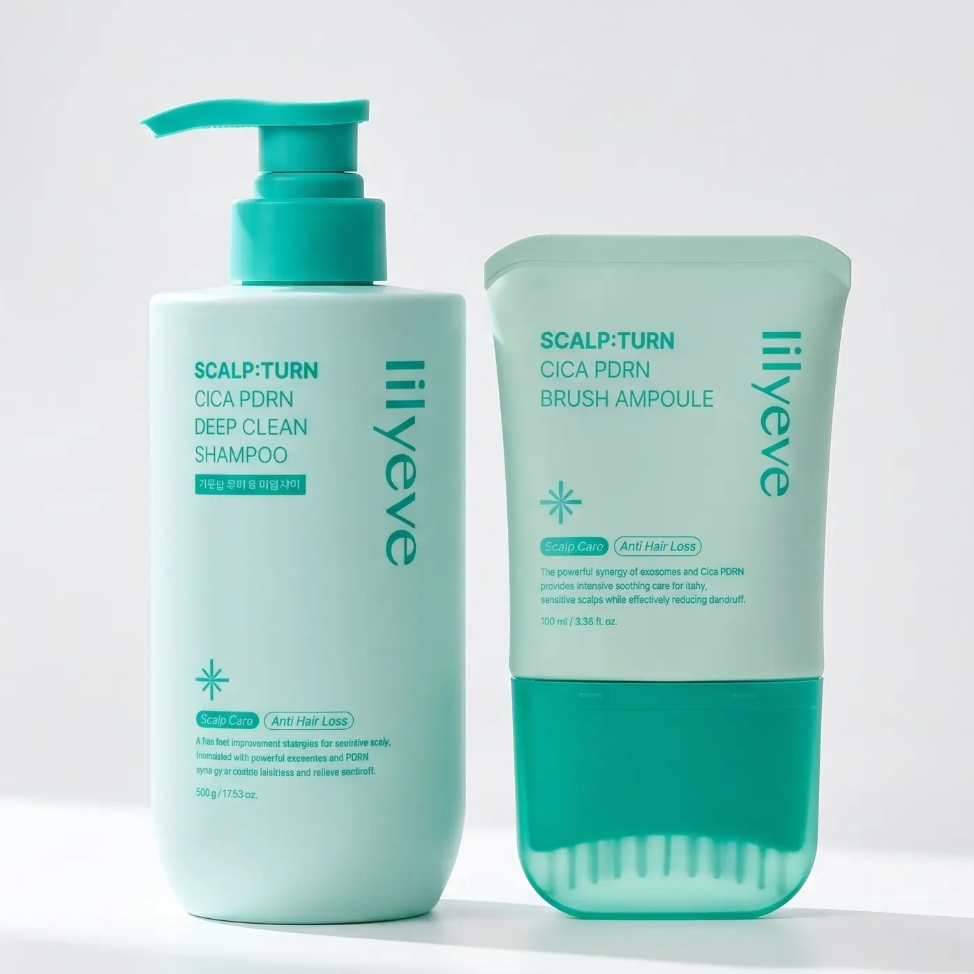 [LILYEVE] SCALPTURN Dandruff & Scalp Care Duo | Cica PDRN Scalp Serum with Built-In Brush & Clarifying Shampoo for Dandruff, Flaky & Problem Scalp