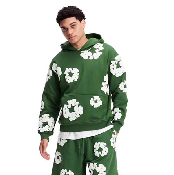 Harajuku Casual Loose Hoodie with Flower Print for Men and Women