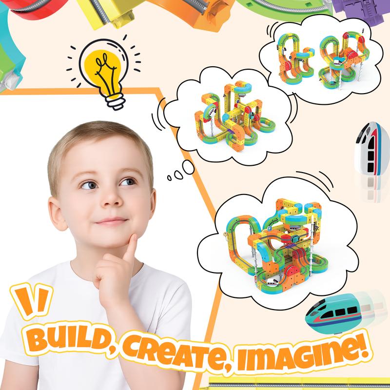 Magic Rail Block,Winktoys DIY Track Set,Building Block,Creative DIY Construction Set,Gravity-Defying, Upside-Down Driving,LED,Christmas Gift,Gift for Kids,MAGIC RAIL CUBE,Valentine's Day