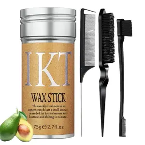 Portable Hair Wax Stick – 4 Counts/set Strong Hold Styling Wax with Brush & Combs for Men & Women, Water-Soluble Matte Wax for Frizzy Hair, Tames Baby Hairs, Slicks Back Hair, Strong Hold & Non-Greasy