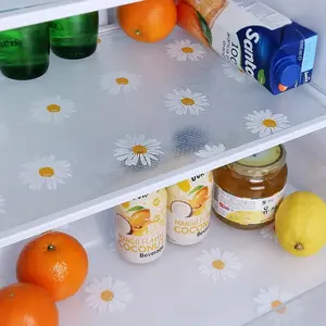 LMMAKE Daisy Shelf Liner for Kitchen Cabinets & Refrigerators 4Pcs EVA Material Waterproof Oil-Repellent Mats Floral Pattern Reusable Coasters Ideal for Freezers Glass Shelves Drawers - Tableware