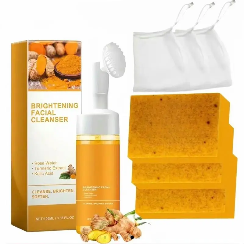 Turmeric & Kojic  Soap Bar,Facial and Body Cleansing,Daily Skin Cleansing Soap Bar, Suitable for Both Men and Women, Moisturizing and Mild Kojic  Soap Bar, Comes with Soap Bag Skincare Cleanser Natural Carrot
