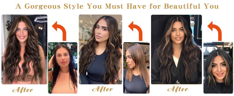 AISI HAIR 26inch Long Wavy Wig Highlights Color Synthetic Curly Middle Part for Women - Heat Resistant, Daily Party Use, Brown Mixed Blonde