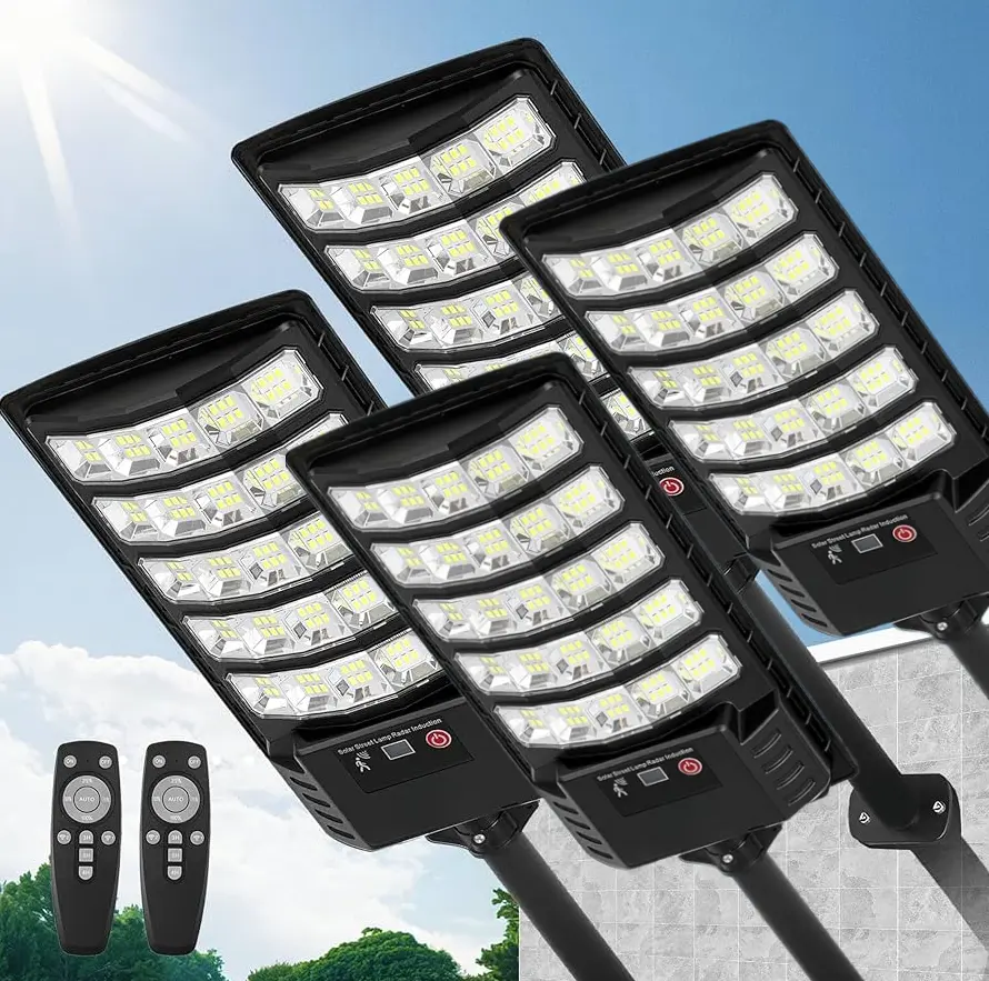 4-Pack Solar Flood Lights Outdoor,5AH High Power Solar Security Parking Lot Lights Dusk to Dawn with Motion Sensor Light 5 Modes,7000k Daylight with Remote Control for Wall,Backyard