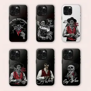 Unique Dark Edgy Aesthetic SAY WHEN Reaper Skull Graphic Design Shockproof Tough Phone Case for iPhone 11 12 13 14 15 16 17 Pro Max Plus