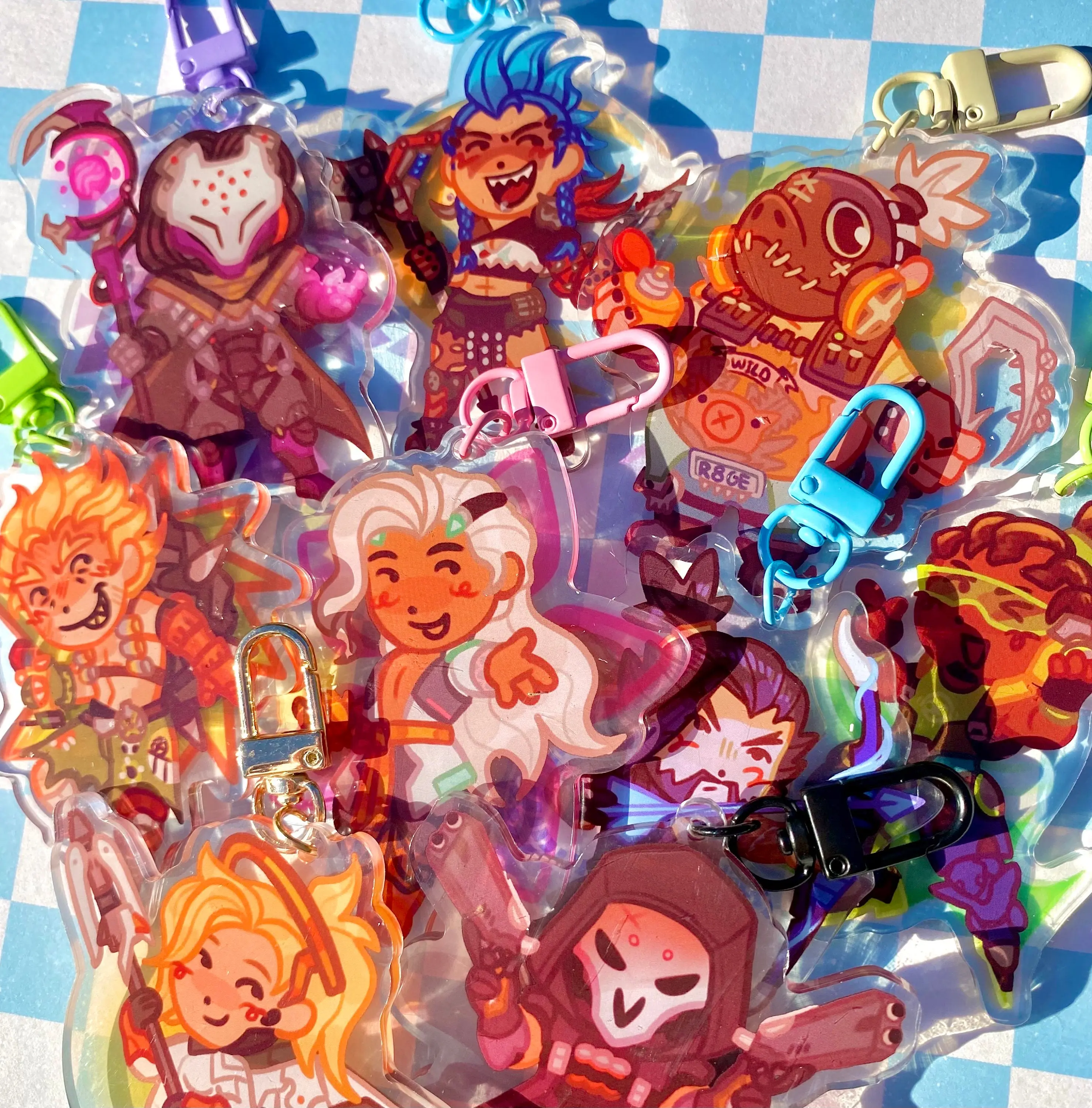 Overwatch acrylic charms - Junkerqueen, Ramattra, Junkrat, Reaper, Mercy, Lifeweaver