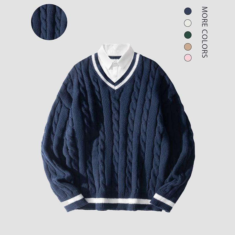 2026 #Springfresh Autumn Winter Men's Polyester Cable-Knit Sweater Soft Skin-Friendly Trendy Casual Formal Shirt Collar Pullover 2026 #Springfresh Autumn Winter Men's Polyester Cable-Knit Sweater Soft Skin-Friendly Trendy Casual Formal Shirt Collar Pullover
