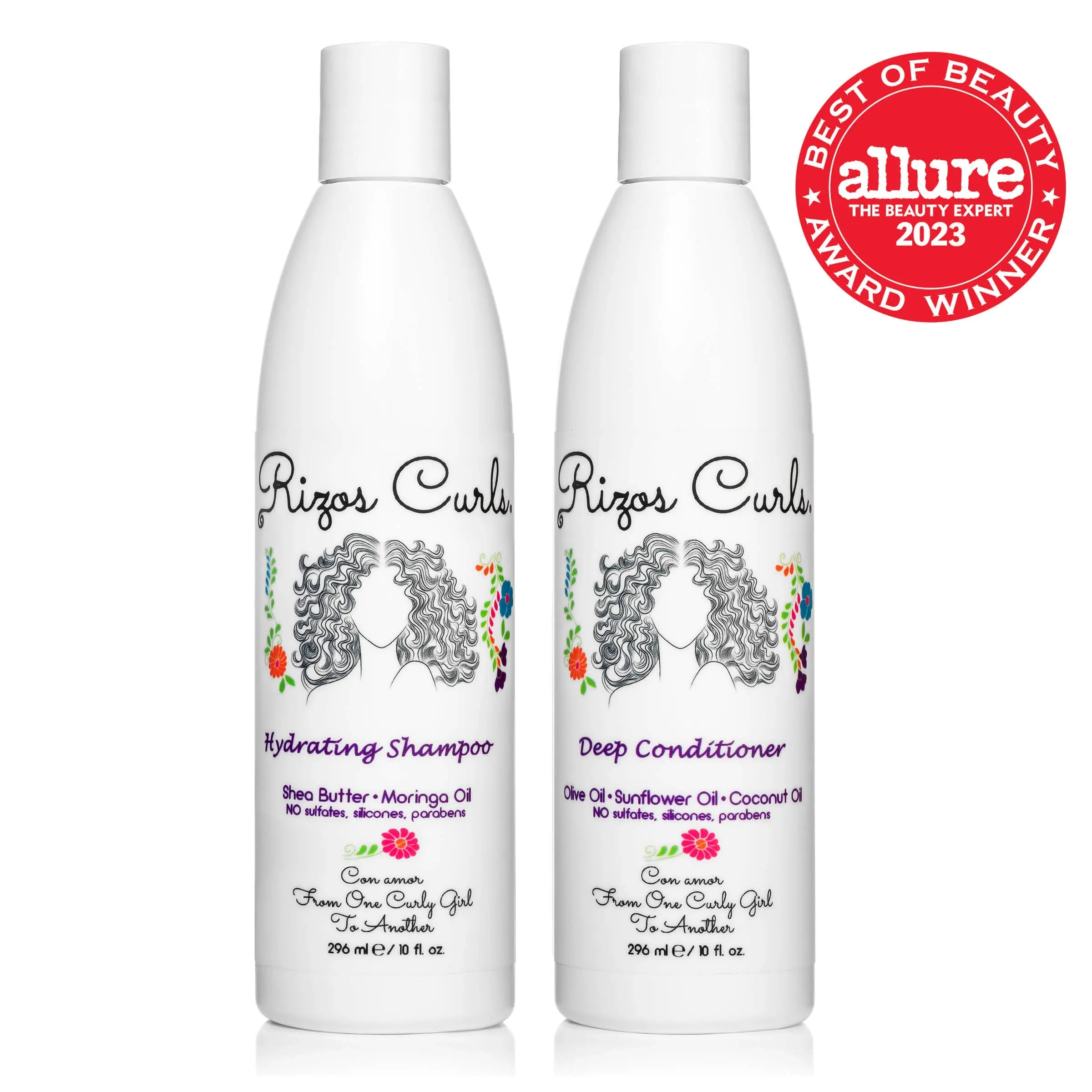 Rizos Curls Wash Day Bundle Hydrating Shampoo & Deep Conditioner Coconut Oil Nourishing Moisturizing Haircare Cleansing and Conditioning