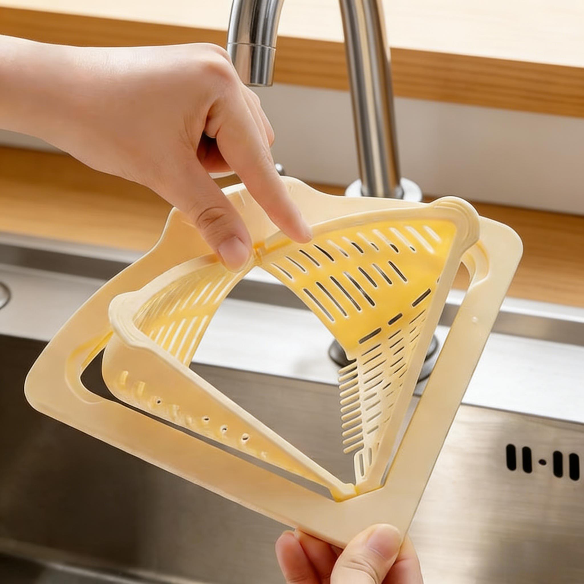 2pcs triangular magnetic sink drain baskets, food filter, drainage basket, household kitchen filter, easy to clean, easy to install