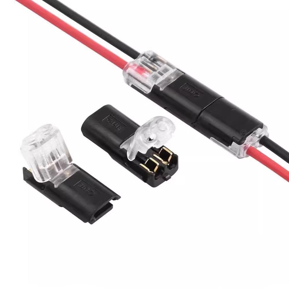 2 Pin LED Light Strip Connectors, Double-Wire Plug-in with Locking Buckle, Low Voltage Fast Connect for Strip Lights, DIY-Friendly & Easy Install, Secure Power Distribution for Automotive & Home Wiring, LED Wiring Accessories