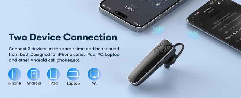NB12  New bee Bluetooth Earpiece V5.2Headset 24Hrs Talktime CVC8.0 Dual Mic Noise Cancelling for iPhone/Android/Driver/Business/Office