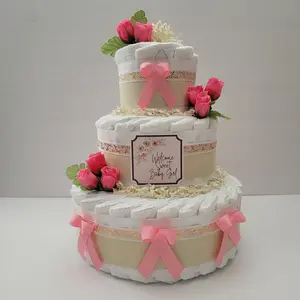 Floral Baby Shower Diaper Cake Girls