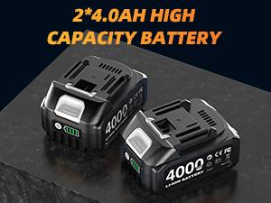 TaskStar 1200N.m Cordless Impact Wrench, 1/2 inch 886ft-lbs High Torque Impact Gun with 2x 4.0Ah Battery, Fast Charger & 5 Sockets Package Box Extension Bar Driver Bit Power Tools Ratchet Wrench