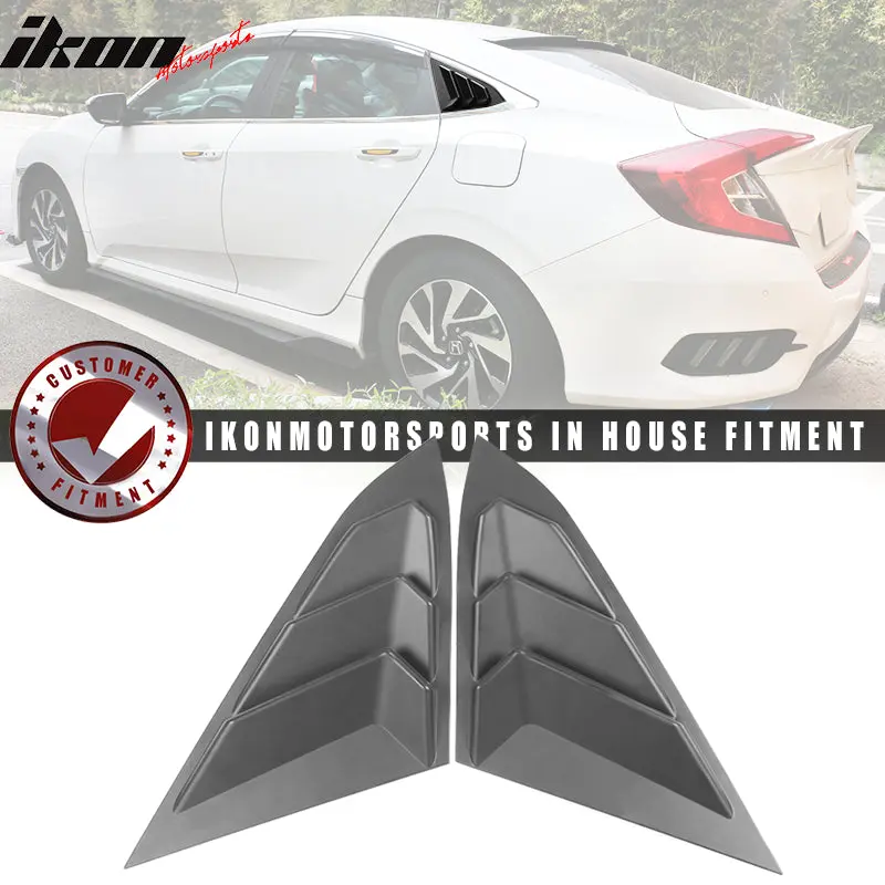 Side Quarter Window Louvers for Honda Civic Sedan 2016-2021 Unpainted ABS