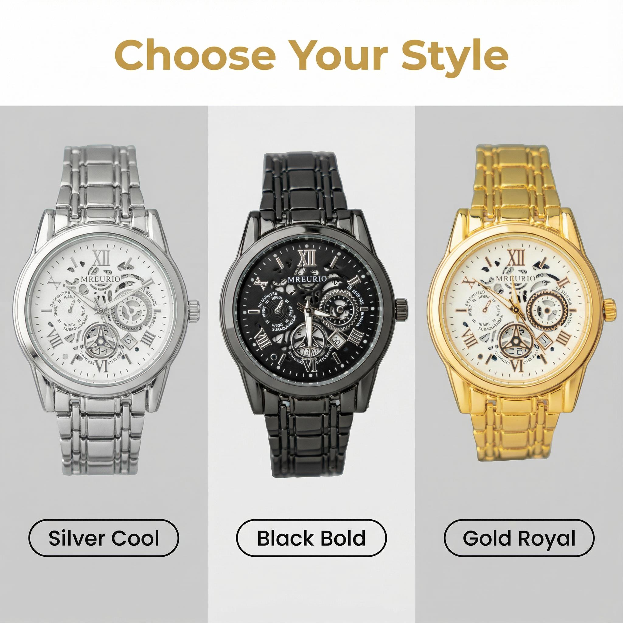 Valentine's Day 6 in 1 Men's Watch Set Iced Watches Dress Sport Casual Styles with Leather Box Perfect Gifts for Dad Husband 2025 New Release