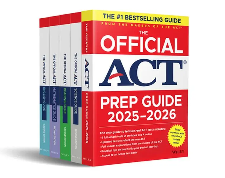The Official ACT Prep & Subject Guides 2025-2026 Complete Set - Wiley Paperback Textbook with Study, Full Explanations, Banish Test Day Anxiety, New Writing Samples & Prompts, Official ACT Practice Questions for Education & Schooling, Preparation