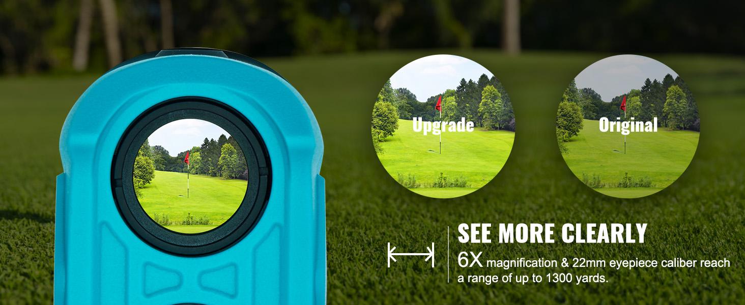 VEVOR Golf Rangefinder, TikTokShopBlackFriday, Max 1300 Yards Laser Golfing Hunting Range Finder, 6X Magnification Distance Measuring, Golfing Accessory with External Magnet Mount, High-Precision Flag Lock, Slope