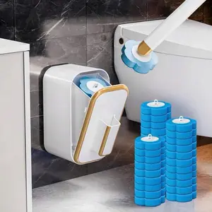 Disposable Toilet Cleaning Brush - Toilet Bowl Cleaner Wand And Holder Set With 24 Refills, Wall Mounted Clean Stick Brush Heads Kit With Handle For Bathroom Bathtub Cleaning System