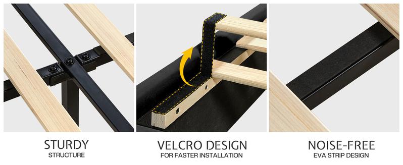 VanAcc Upholstered Platform LED Bed Frame with 4 Storage Drawer, Adjustable Headboard with Vertical Channel, No Box Spring Needed/Christmas Gift VanAcc Upholstered Platform LED Bed Frame with 4 Storage Drawer, Adjustable Headboard with Vertical Channel, No Box Spring Needed/Christmas Gift