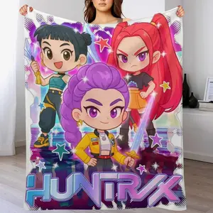 K-POP Devil Hunter Anime-Themed Lightweight Soft Decorative Blanket Perfect for Beds, Sofas, Winter, and Holiday Decor 130*150cm