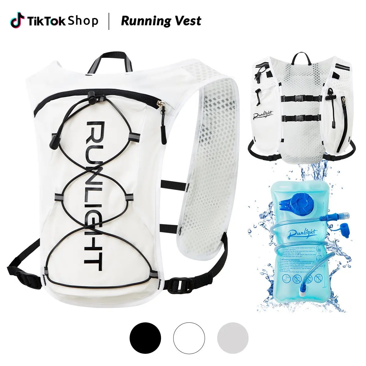 RUNLIGHT Vest-Shape Hydration Vest for Fitness Enthusiasts, Adjustable Chest Straps, 1.5L Water Bladder, Sports Backpack for Hiking/Cycling Outdoor Activities