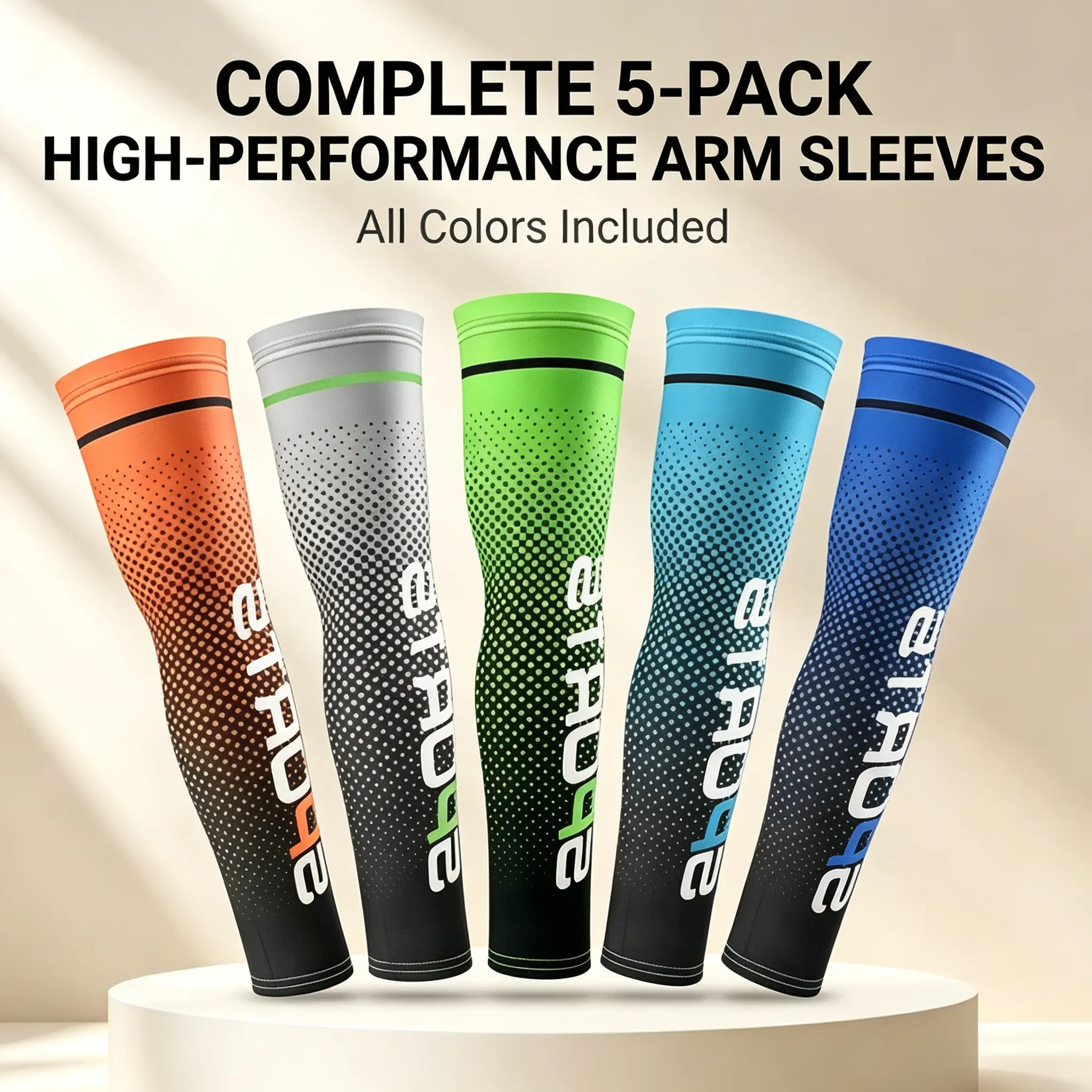 Unisex 5 Pairs Ice Silk Seamless UV Blocking Arm Sleeves, UPF 50+ Breathable Cooling Sun Protection Covers, 1 Size, Ideal for Summer Outdoor Sports Cycling