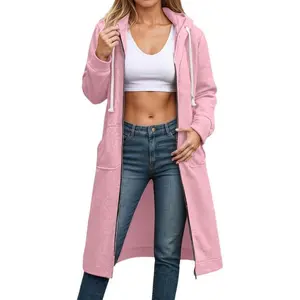 Women'S Zip Up Hoodies Oversized Fleece Long Tunic Sweatshirts Casual Long Sleeve Fall Hoodie Jacket Coat With Pockets Comfy Womenswear Drawstring Soft