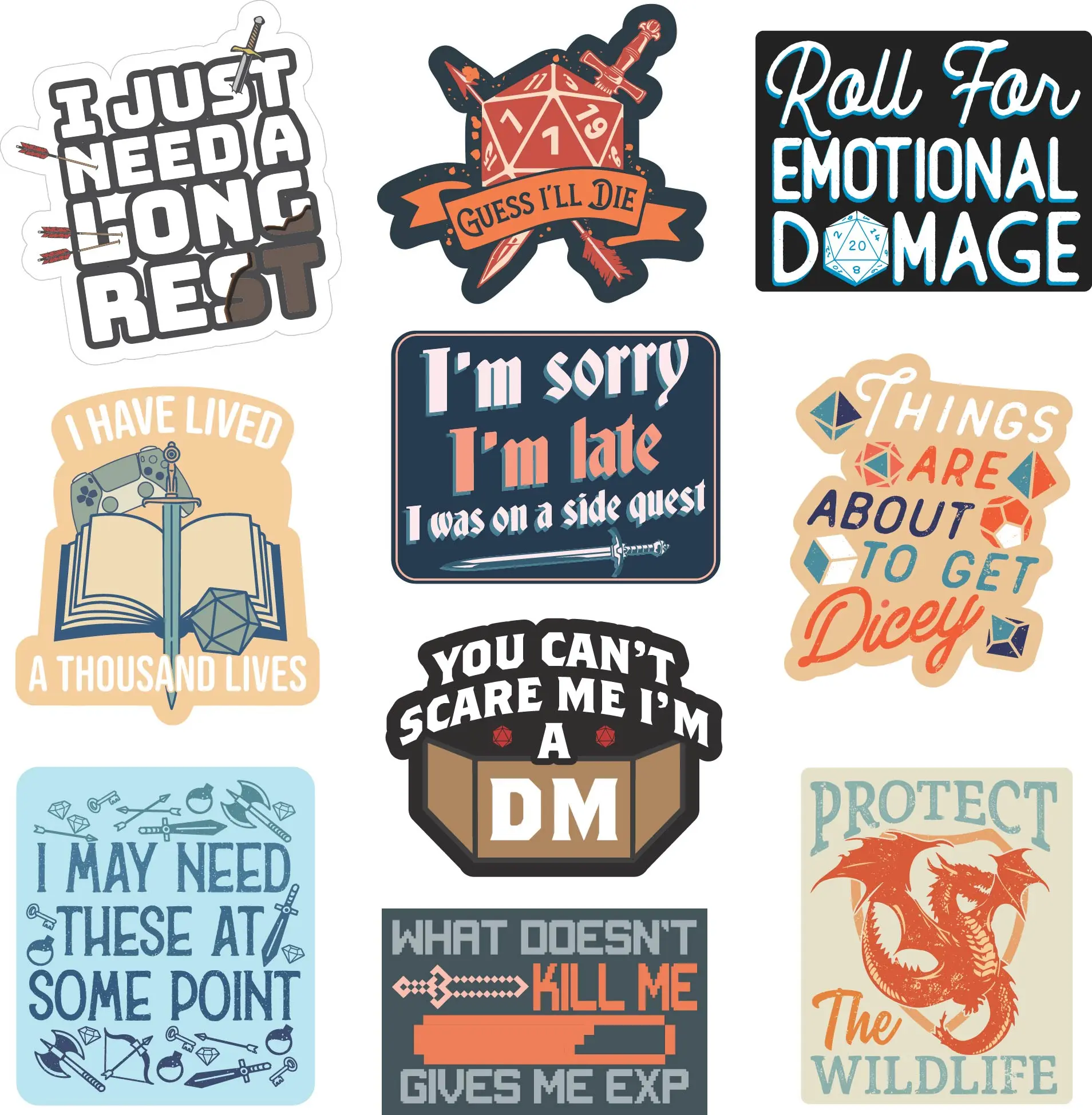 RPG Sticker Extra Large Stickers for Adults Funny Adhesives with Memes Funny Stickers with Colorful Graphic Decals Funny Sarcastic  Multi
