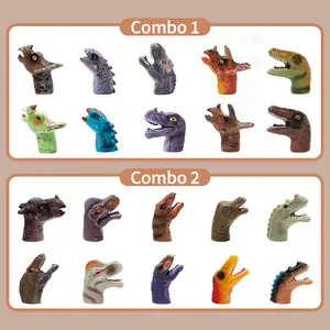 Retro Original 10-Piece PVC Finger Dinosaur Toy Set, suitable for children aged 3 and above, a parent-child interactive toy, and a fun birthday gift, Easter basket filler, and Easter egg filler toy