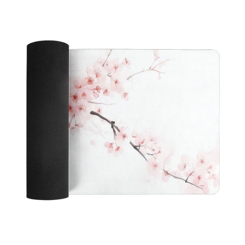 Cherry Blossom Pattern Mouse Pad, Large Gaming Mouse Pad, Non Slip Rubber Base Mousepad with Stitched Edges, Desktop Keyboard Pad for Home Office