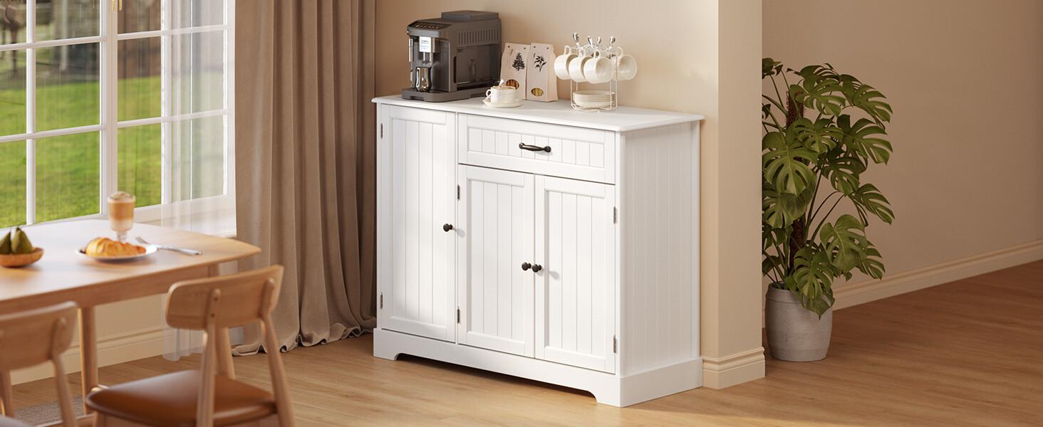 Gizoon 42-Inch Modern Kitchen Sideboard Buffet Cabinet with Storage Small Coffee Bar Cabinet with Drawer & Door for Bathroom Living Room