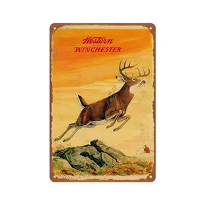 Metal Tin Sign 8x12 inche - Vintage Style/Rusty Look 1958 Western Deer - Plaque Poster for Bar Pub Beer Home Garage Man Cave Wall Decor