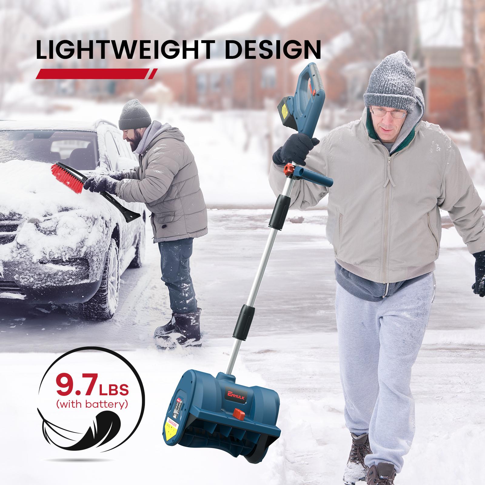 【Clearance ends in 24 hours!】Syvio/Enhulk Cordless Snow Shovel, 20V | 12-Inch | Cordless Snow Blower, Battery Powered Snow Blower with Directional Plate & Adjustable Front Handle (2*20V Battery & Dual Quick Charger Included)