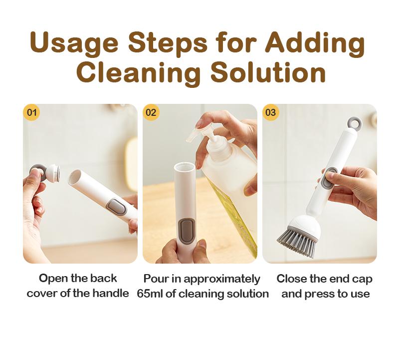 6-in-1 ABS Dish Brush with Leak-proof Soap Dispenser, Adjustable Angle, Rotatable Scrub Function, Wall Mount - Includes Scouring Pad, Soft Bristles Lift Stubborn Stains, Rinse & Drain Clean for Sink, Pots 6-in-1 ABS Dish Brush with Leak-proof Soap Dispenser, Adjustable Angle, Rotatable Scrub Function, Wall Mount - Includes Scouring Pad, Soft Bristles Lift Stubborn Stains, Rinse & Drain Clean for Sink, Pots