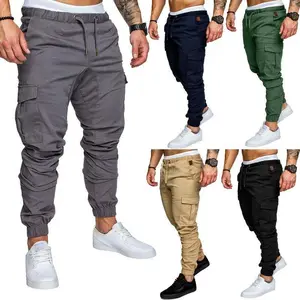 Men's 6-Color Casual Pants Multi-Pocket Cargo Long Pants Men's Woven Fabric Jogger Pants Slim Fit Stretch Casual Chinos