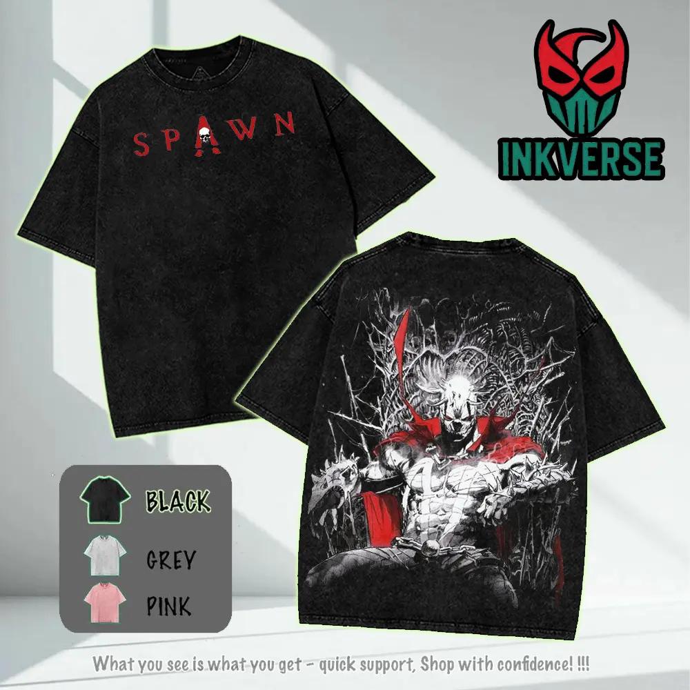 Spawn Graphic Comic v8 Wash Tee Hoodie Sweatshirt, Retro Comic Art Shirt, Alternative Streetwear Top, Cotton Menswear