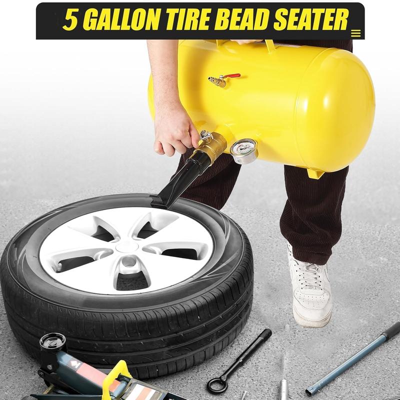 5 Gallon Air Tire Inflator with Pressure Gauge & Handle, 145 Max PSI Tire Seater Blaster, Heavy Duty Air Tires Bead Seater for Car, Truck, ATV Tires