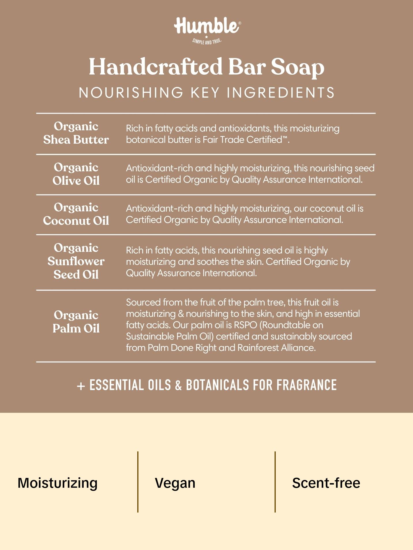 Humble Brands Simply Unscented Bar Soap, Moisturizing & Handcrafted, Vegan 4oz