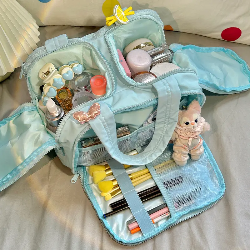 Blue - Four open Makeup Bag