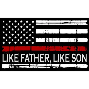 Firefighter Decal "Like Father Like Son" Distressed Flag Window or Helmet Sticker - Fire Department Decal