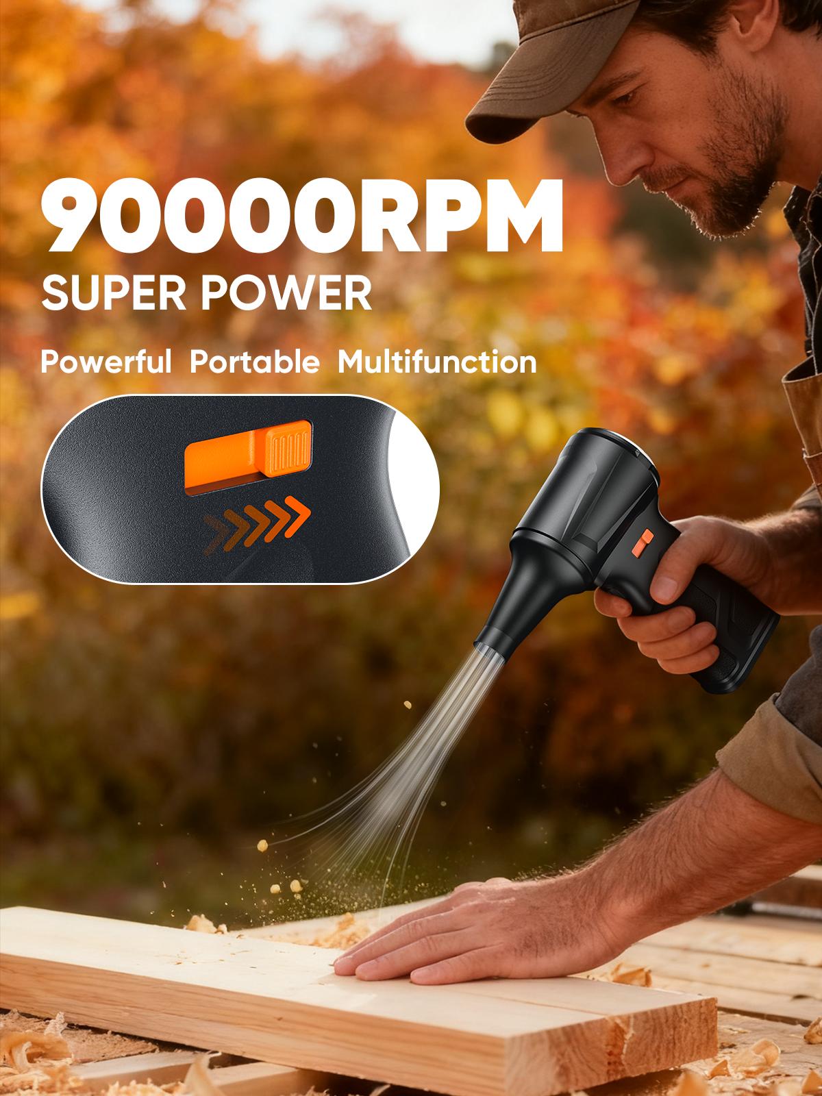 SHEKAR F10/F12 Electric Air Duster Rechargeable Brushless Motor Stepless Adjustable Gears Cordless Leaf Blower Rechargeable for Computer, Keyboard, Outdoor, House and Car #Summervibes fathersdaygift