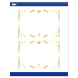Avery Printable Rectangle Invitation Cards, 5" x 7", Matte White, Pre-printed Metallic Gold Christmas Trees Design, Sure Feed Technology, Laser & Inkjet Compatible, 40 Total