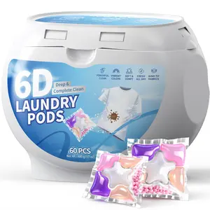 60 Count 6-Chamber Laundry Detergent Pods, Deep Clean Laundry Pods with Multi-Action Formula for Stain Removal, Odor Elimination & Fabric Care, Dissolves Fast in Hot or Cold Water, Compatible with HE & Standard Washers
