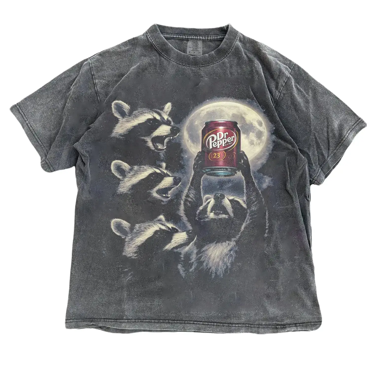 Funny Raccoon Shirt – Raccoon Dr Pepper Moon Graphic Tee, Vintage Animal T-Shirt, Retro Aesthetic