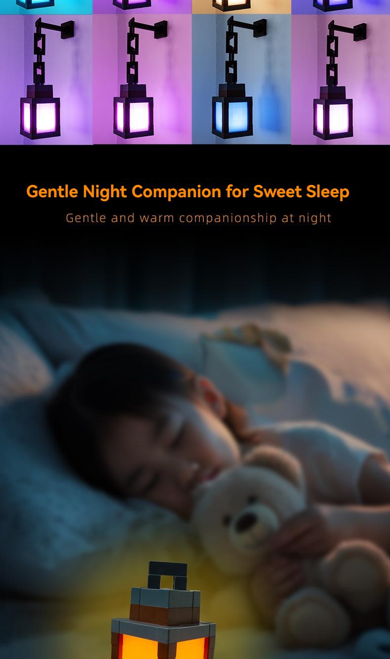 DIY Pixel Lantern Night Light 16-Color RGB USB-C Rechargeable Remote Control Four Modes Gamer Bedroom Decor Unique Birthday Gift Christmas Lights Supplies